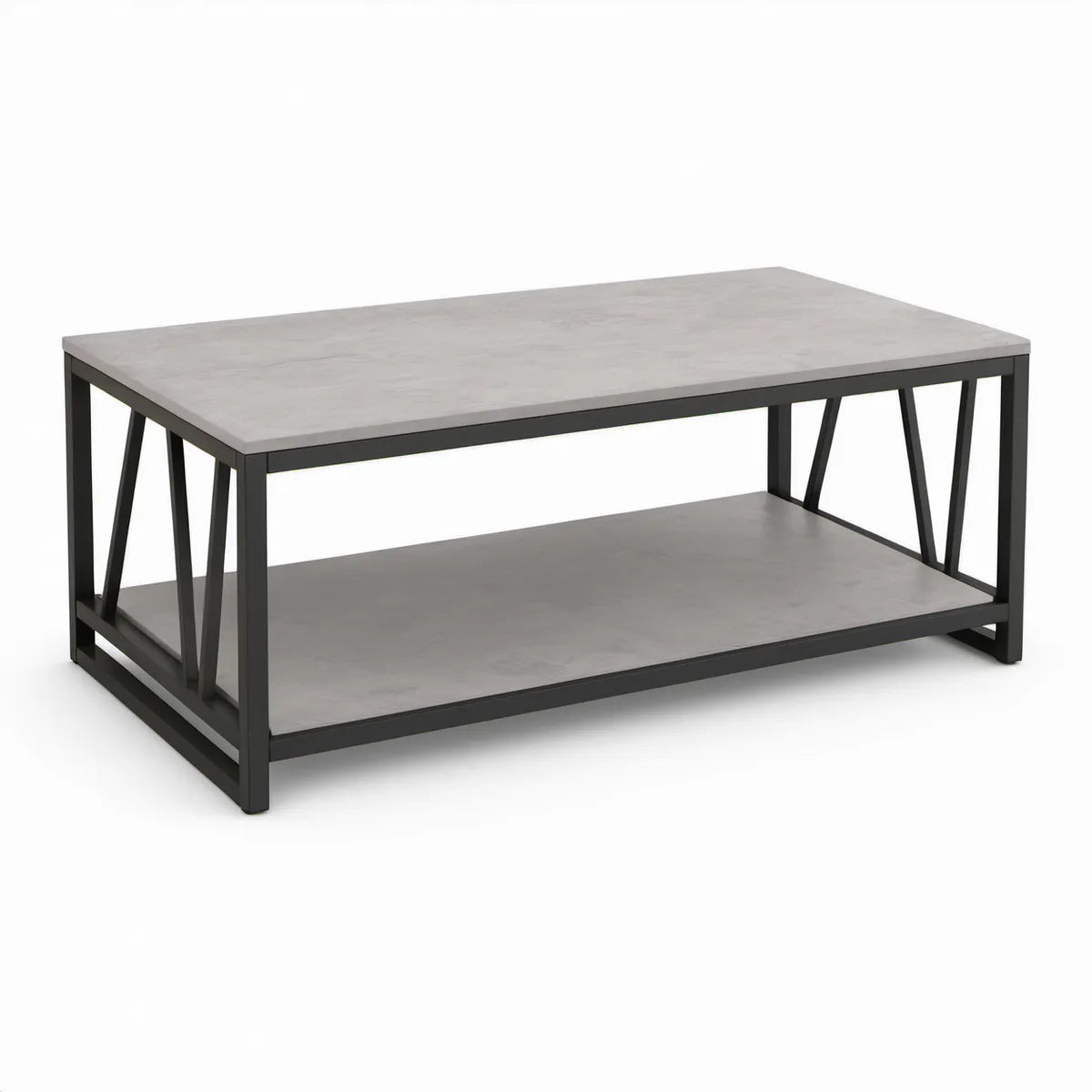 Obdélníkový konferenční stolek s policí 100 × 60 × 45 cm, šedý/černý